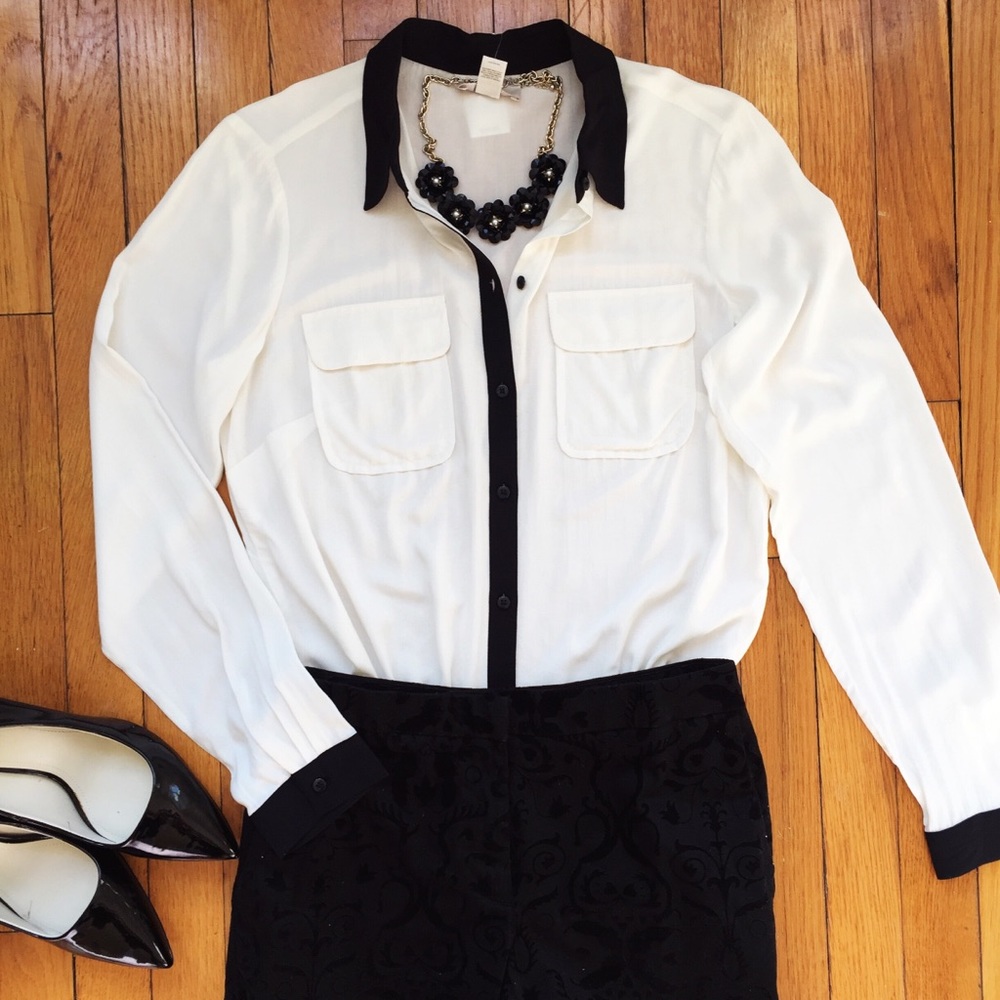 NWT LOFT Pajama Style Button Down Blouse